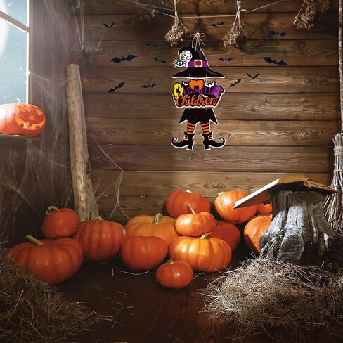 علامة الهالوين - أشم رائحة الأطفال ديكور معلق خفافيش ديكور جداري Hocus Pocus معلق أرجل ساحرة قبعة زينة لتزيين باب غرفة المنزل في الهالوين in Kuwait