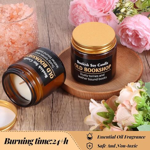 6 قطع هدايا لمحبي الكتب للنساء، هدايا كتابية للنساء، هدايا شموع مكتبة قديمة، هدايا شموع الصويا لمحبي الكتب، هدايا شكر لمكتبة القراءة in Kuwait