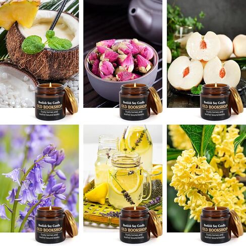 6 قطع هدايا لمحبي الكتب للنساء، هدايا كتابية للنساء، هدايا شموع مكتبة قديمة، هدايا شموع الصويا لمحبي الكتب، هدايا شكر لمكتبة القراءة in Kuwait