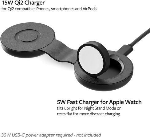 شاحن Twelve South Butterfly 2 في 1 USB-C MagSafe | تصميم مدمج مناسب للسفر، شحن سريع لجهاز iPhone وApple Watch in Kuwait