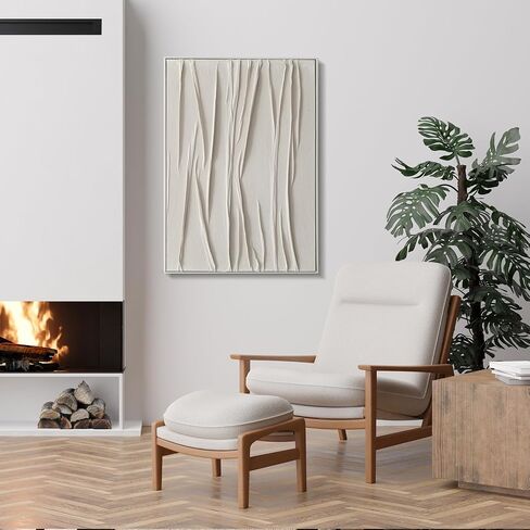 Pigort Abstract Wall Art for Living Room, Black and White Large Framed Canvas 3D Textured Modern Minimalist Art Work Painting for Bedroom Guest Room Hallway Home Office 24"x36" Set of 3 in Saudi Arabia