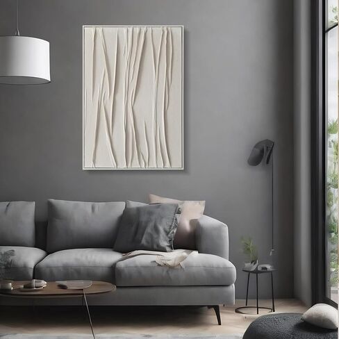 Pigort Abstract Wall Art for Living Room, Black and White Large Framed Canvas 3D Textured Modern Minimalist Art Work Painting for Bedroom Guest Room Hallway Home Office 24"x36" Set of 3 in Saudi Arabia