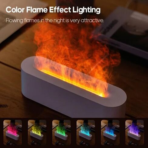 موزع روائح اللهب، 7 ألوان متغيرة RGB، مرطب هواء صغير للزيوت العطرية بالموجات فوق الصوتية، هدية للمكتب المنزلي 150 مل (مجموعة A-أبيض) in Saudi Arabia