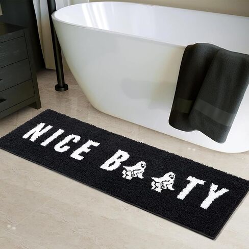 RoomTalks مضحك هالوين حمام حصيرة للحمام غير زلة قابل للغسل الحد الأدنى لطيفة الغنيمة السوداء القوطية هالوين حمام البساط 20''W x 32''L ستوكات أشعث ماصة مخيف شبح الحمام البساط حصيرة in Kuwait