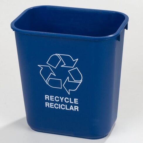 Carlisle FoodService Products 342913REC14 Plastic Recycle Deskside Wastebasket, 13 Quart, Blue in Saudi Arabia