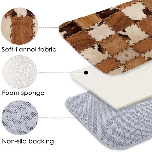 Cowhide Rug for Living Room Brown Runner Rug for Hallway 2x6 Farmhouse Western Throw Rug,Patchwork Cow Fur Print Area Rug Non-Slip Floor Carpet for Bedroom Living Room Entrance Door Mat Washable Rug in Saudi Arabia