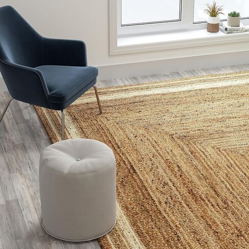 سجادة منطقة الجوت المصنوعة من الألياف الطبيعية من Flash Furniture مقاس 8 × 10 بوصة - سجادة جوت داخلية مضفرة - سجاد منطقة طبيعية in Saudi Arabia
