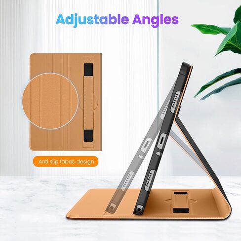 DTTO for Samsung Galaxy Tab A9 Plus 11 inch Case 2023, Premium Leather Business Folio Stand Cover with Hand Strap for Galaxy Tab A9+ 11’’ 2023 Model (SM-X210/X216/X218) - Auto Wake/Sleep, Brown in Saudi Arabia