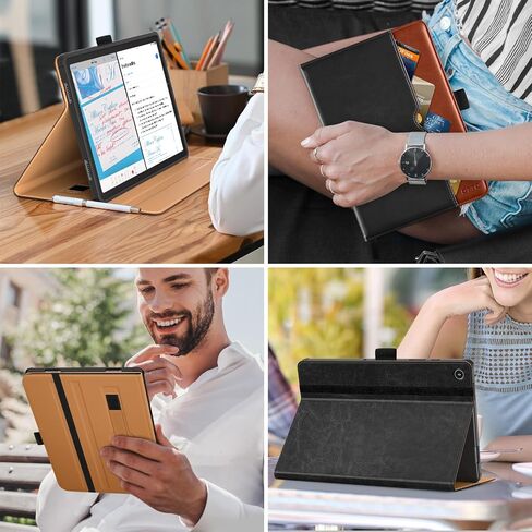DTTO for Samsung Galaxy Tab A9 Plus 11 inch Case 2023, Premium Leather Business Folio Stand Cover with Hand Strap for Galaxy Tab A9+ 11’’ 2023 Model (SM-X210/X216/X218) - Auto Wake/Sleep, Brown in Saudi Arabia