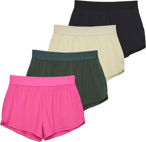 3 Pack Women's 3" Dry-Fit Dolphin Running Shorts with Pockets - Athletic Gym Workout Basketball Sports Shorts in Saudi Arabia