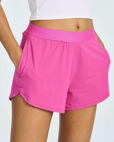 3 Pack Women's 3" Dry-Fit Dolphin Running Shorts with Pockets - Athletic Gym Workout Basketball Sports Shorts in Saudi Arabia