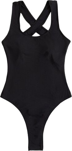 MakeMeChic Women's One Piece Swimsuit Crisscross Backless Square Neck High Cut Bathing Suits in Saudi Arabia
