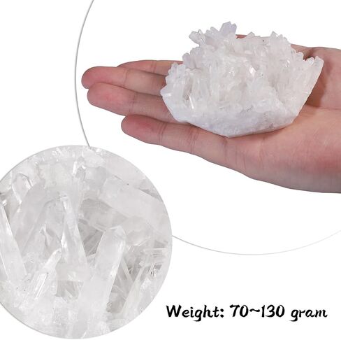 mookaitedecor Natural Clear Quartz Crystal Cluster Geode Druzy Mineral Specimen Irregular White Crystals Stones Home Decor, 70-130g in Kuwait