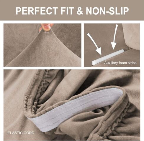 FY FIBER HOUSE أغطية أريكة لغرفة المعيشة غطاء منزلق للكرسي بذراعين قطعتين واقي مخملي قابل للتمدد للكلاب والحيوانات الأليفة قابل للغسل، رمادي داكن (36.5"-47.5") in Kuwait