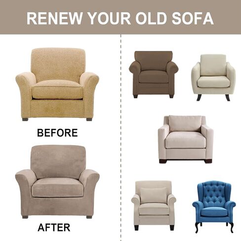 FY FIBER HOUSE أغطية أريكة لغرفة المعيشة غطاء منزلق للكرسي بذراعين قطعتين واقي مخملي قابل للتمدد للكلاب والحيوانات الأليفة قابل للغسل، رمادي داكن (36.5"-47.5") in Kuwait