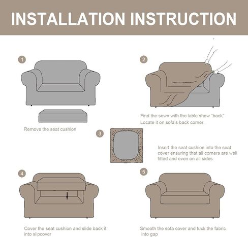 FY FIBER HOUSE أغطية أريكة لغرفة المعيشة غطاء منزلق للكرسي بذراعين قطعتين واقي مخملي قابل للتمدد للكلاب والحيوانات الأليفة قابل للغسل، رمادي داكن (36.5"-47.5") in Kuwait