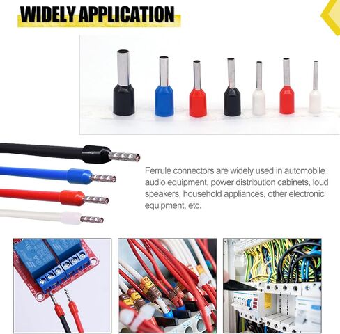 Twidec/1000 قطعة AWG16 سلك الحلقات محطات الطويق سلك تجعيد دبوس موصل طرفي سلك ينتهي محطات الأسود VE1508-BK in Saudi Arabia
