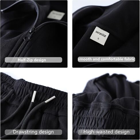 Women's 2 Piece Outfits Sets Sweatsuit Half Zip Sweatshirts and shorts with pockets Lounge Sets Tracksuits in Saudi Arabia