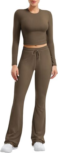 YEOREO Two Piece Sets for Women Long Sleeve Tops Drawstring Wide Leg Pants Matching Set Ava Tracksuits Loungewear in Saudi Arabia