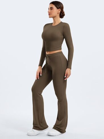 YEOREO Two Piece Sets for Women Long Sleeve Tops Drawstring Wide Leg Pants Matching Set Ava Tracksuits Loungewear in Saudi Arabia