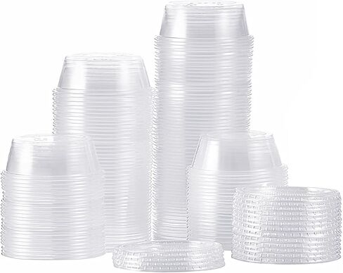 SJORHNUS 5 oz Disposable Plastic Portion Cups with Lids,Clear Dessert Cups for Souffle Jello Shot Pudding Ice Cream,100 Sets Small Condiment Cups in Kuwait