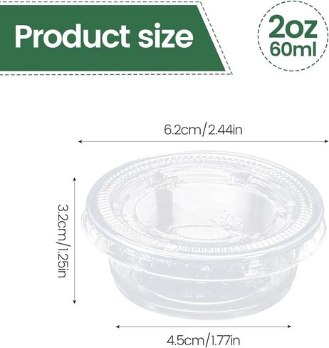 SJORHNUS 5 oz Disposable Plastic Portion Cups with Lids,Clear Dessert Cups for Souffle Jello Shot Pudding Ice Cream,100 Sets Small Condiment Cups in Kuwait