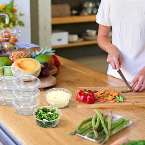 SJORHNUS 5 oz Disposable Plastic Portion Cups with Lids,Clear Dessert Cups for Souffle Jello Shot Pudding Ice Cream,100 Sets Small Condiment Cups in Kuwait