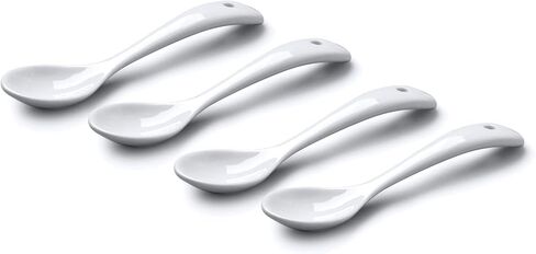 WM Bartleet & Sons 1750 TSET152 Set of 4 Small Traditional Porcelain Salt, Condiment and Spice Spoons (10cm) – White in Saudi Arabia