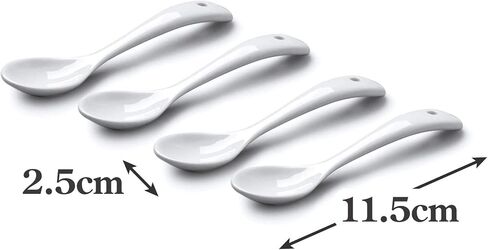 WM Bartleet & Sons 1750 TSET152 Set of 4 Small Traditional Porcelain Salt, Condiment and Spice Spoons (10cm) – White in Saudi Arabia
