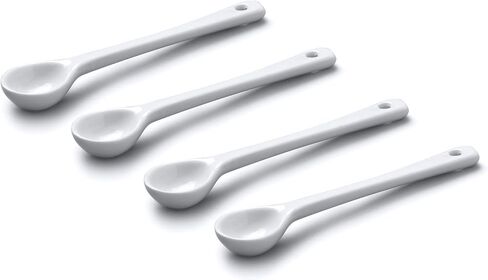 WM Bartleet & Sons 1750 TSET152 Set of 4 Small Traditional Porcelain Salt, Condiment and Spice Spoons (10cm) – White in Saudi Arabia