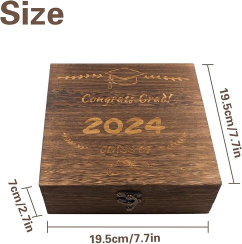 Graduation Gift Box Wooden Graduation Keepsake Box Engravong Graduation Cap Graduation Gift for Him Decorative Memory Box Class of 2024 Graduation Gift for Graduate High School College Party in Saudi Arabia
