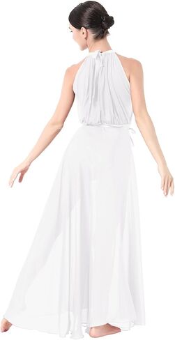 AFAVOM Women's Lyrical Dance Costume Shiny Metallic Lyrical Dress Leotard + Flowy Tulle Skirt 2PCS Contemporary Dance Costume in Kuwait