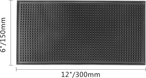 Silicone Bar Mat Set of 2, 6" x 12" Bar Service Spill Mat, Non-Slip Waterproof Cocktail Bartender Cup Drying Mats for Bar Countertop - Black in Saudi Arabia