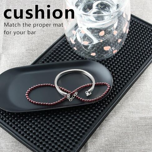 Silicone Bar Mat Set of 2, 6" x 12" Bar Service Spill Mat, Non-Slip Waterproof Cocktail Bartender Cup Drying Mats for Bar Countertop - Black in Saudi Arabia