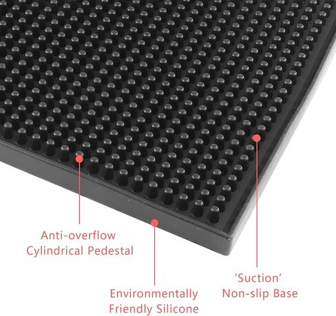 Silicone Bar Mat Set of 2, 6" x 12" Bar Service Spill Mat, Non-Slip Waterproof Cocktail Bartender Cup Drying Mats for Bar Countertop - Black in Saudi Arabia