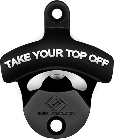Bottle Opener Wall Mounted - Take Your Top Off opener - Cool &Funny Beer Opener - Perfect for Men, Dad, Boyfriend, Beer Lovers - Durable Black Wall Mounted Beer Accessories in Saudi Arabia