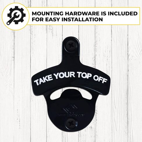 Bottle Opener Wall Mounted - Take Your Top Off opener - Cool &Funny Beer Opener - Perfect for Men, Dad, Boyfriend, Beer Lovers - Durable Black Wall Mounted Beer Accessories in Saudi Arabia