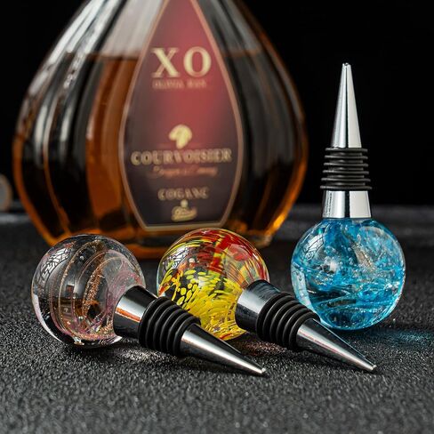 Murano Glass Wine Stoppers, Reusable Wine Bottle Stopper Champagne Stoppers, Perfect Kitchen Wine Decor Wine Accessories Gifts for Men and Women-（blue） in Saudi Arabia