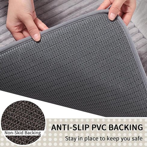 Memory Foam Bathroom Rug, Ultra Soft Bathroom Mat, 17x24 Inches Quick Dry and Water Absorption Machine Washable Bathroom Mat, Non-Slip Flannel Bath Rug for Bathroom Floor, Grey in Saudi Arabia