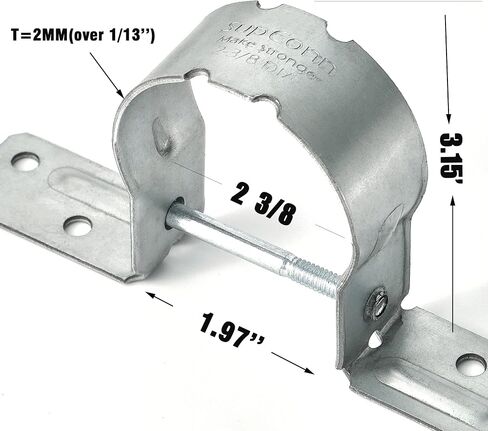 Fence Brackets SupConn（24 Pcs) , Tube Tie 2-3/8" , Steel to Wood Fence Bracket, Galvanized Fence Post Bracket，Fence Brackets for Metal Fence Posts - Fence Post Repair （No Include Screws） in Saudi Arabia