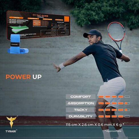 Ty Tac-Zorb Premier Overgrips - التآزر بين القبضة الفائقة والراحة والمتانة والأداء. مثالية للتنس وكرة البيكل وكرة الريشة والمجداف والاسكواش والمزيد - عبوة من 4 قطع in Kuwait