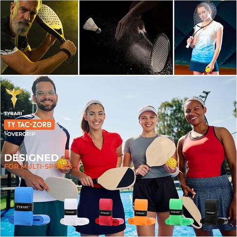 Ty Tac-Zorb Premier Overgrips - التآزر بين القبضة الفائقة والراحة والمتانة والأداء. مثالية للتنس وكرة البيكل وكرة الريشة والمجداف والاسكواش والمزيد - عبوة من 4 قطع in Kuwait