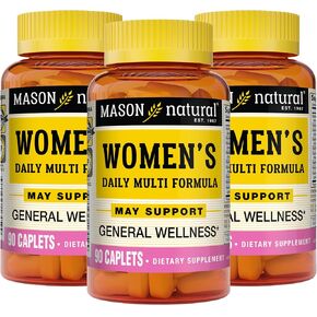 MASON NATURAL Women's Daily Multi Formula with 21 Essential Vitamins and Nutrients, Supports General Wellness and Overall Health, 90 Caplets (Pack of 3)