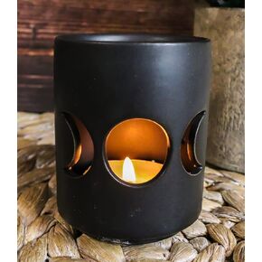 Ebros Gift Wicca Cosmic Triple Moon Goddess Cutout Black Ceramic Votive Tea Light Candle Holder Sculpture Home Accent (1)