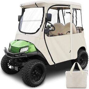 Golf Cart Deluxe Driving Enclosure 2 Passenger Only Fits Club Car Precedent Golf Cart with Door Zippers, Clear Window 600D Heavy Duty Drivable Rain Cover All Weather Waterproof Windproof