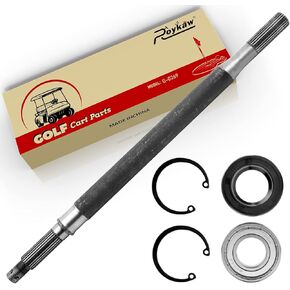 Roykaw EZGO TXT Rear Axle Shaft with Bearing Seal Kit for 1994-up Electric TXT, Medalist Golf Cart Models, Replaces OEM # 20377-G12, Passenger Side, 16-3/4" Length