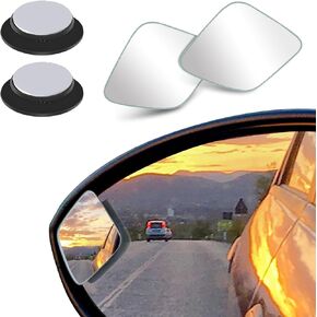 2 PCS Car Rear View Blind Spot Mirror, 3.7 x 1.4 Inches HD Rectangle Glass Adjustable Convex Wide Angle Rearview Mirror, Universal for Most Cars, Trucks SUVs, Car Exterior Accessories (Black)