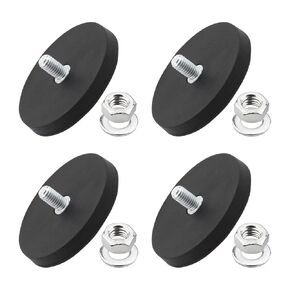 20Pcs Round Rubber Coated Magnet, 22mm Rubber Neodymium Magnet with M4 Threaded Studs and Nut Anti Scratch Magnet Strong Magnetic Mount Base for Lighting Camera Tools Equipment