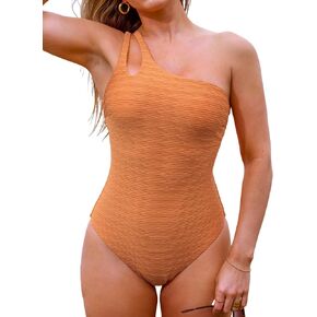 CUPSHE Women's One Piece Swimsuit One Shoulder Bathing Suit Double Straps Asymmetrical Neck Back Cut Out Shining