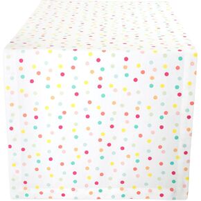 DII Polka Dot Party Print Tabletop Collection Reusable & Machine Washable, Table Runner, 14x72, Multicolor Confetti Dots